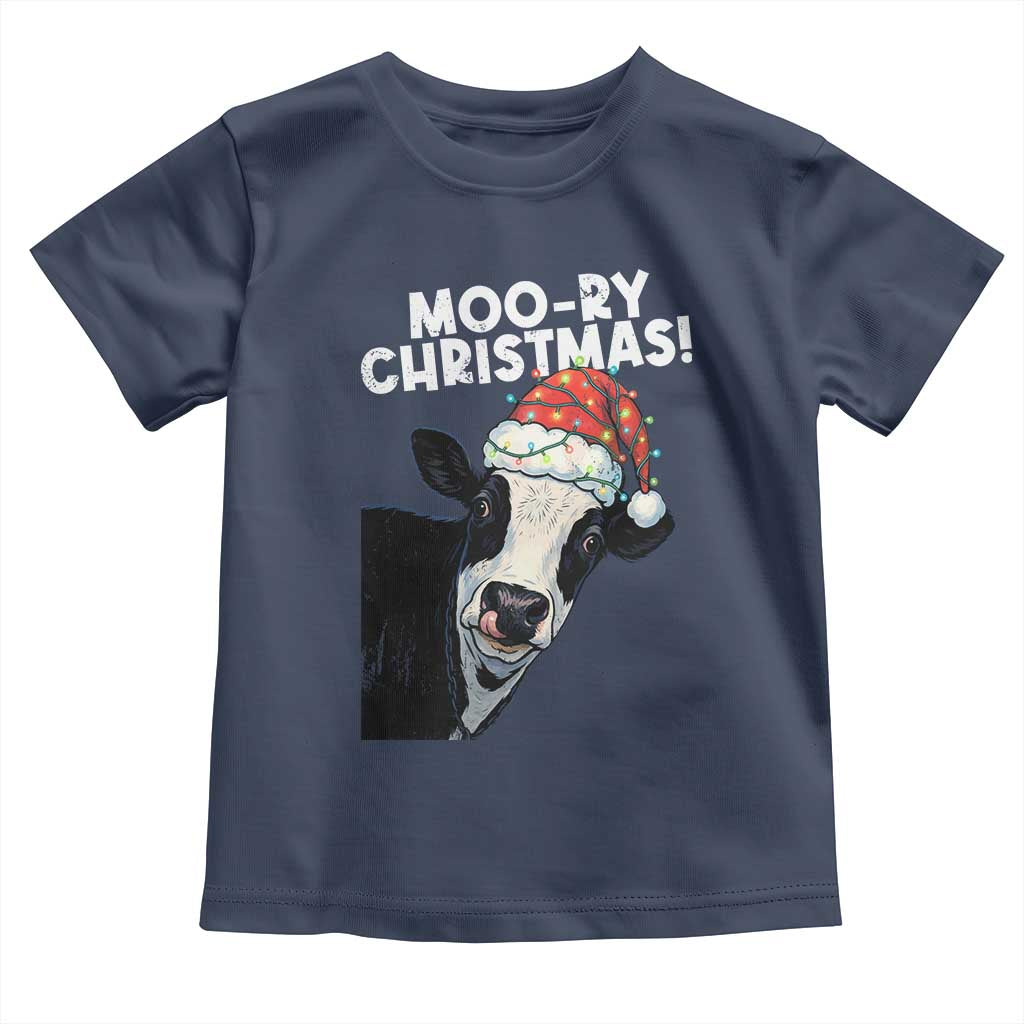 Christmas Cow Toddler T Shirt Funny Moo Ry Christmas Farmer Gift TS10 Navy Print Your Wear