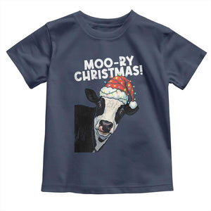 Christmas Cow Toddler T Shirt Funny Moo Ry Christmas Farmer Gift TS10 Navy Print Your Wear