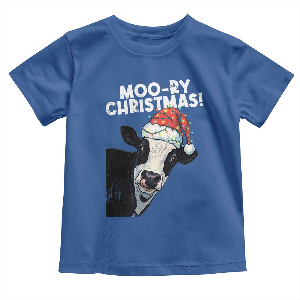 Christmas Cow Toddler T Shirt Funny Moo Ry Christmas Farmer Gift TS10 Royal Blue Print Your Wear