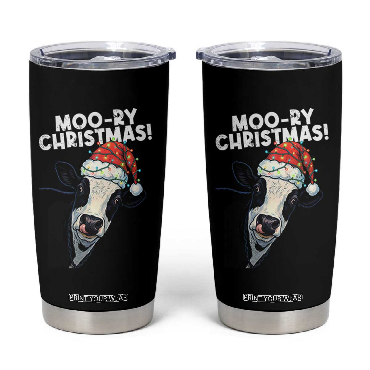 Christmas Cow Tumbler Cup Funny Moo Ry Christmas Farmer Gift TS10 Black Print Your Wear
