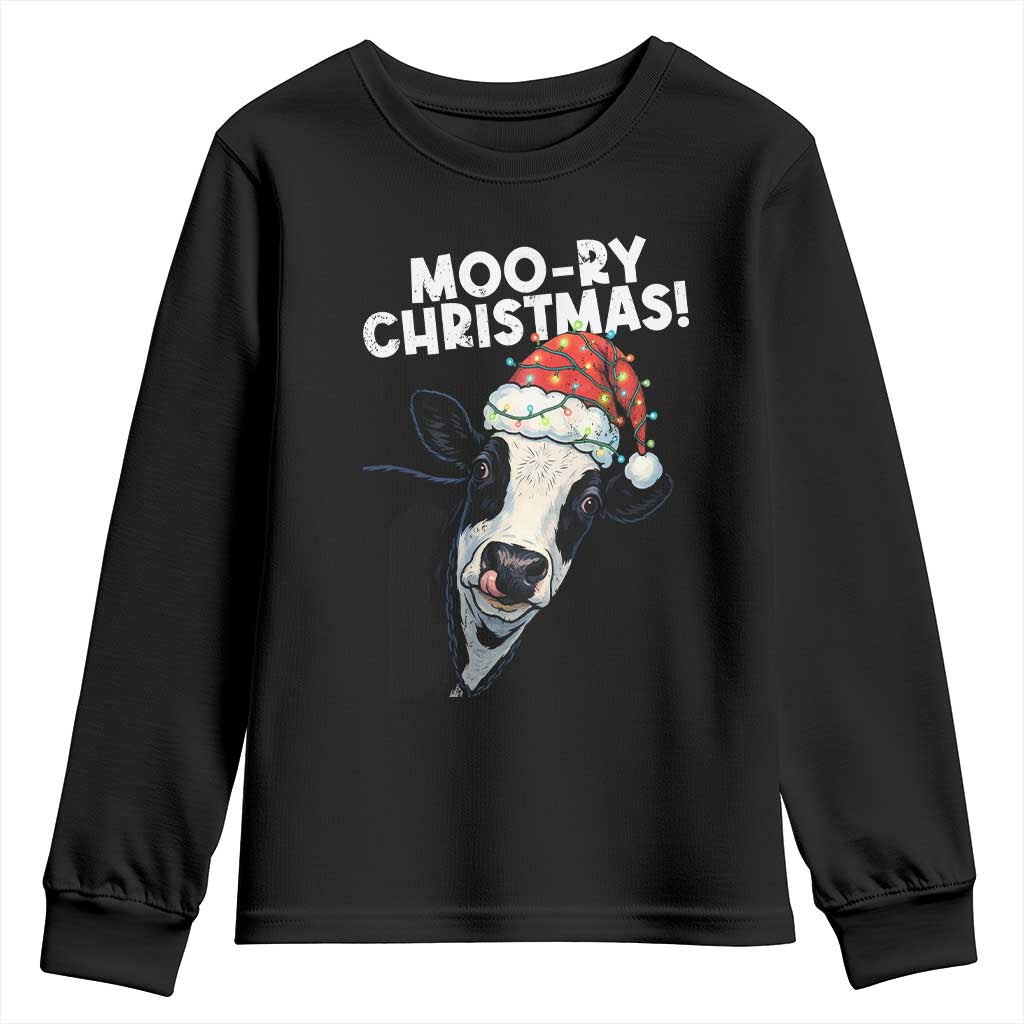 Christmas Cow Youth Sweatshirt Funny Moo Ry Christmas Farmer Gift TS10 Black Print Your Wear