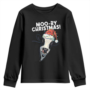 Christmas Cow Youth Sweatshirt Funny Moo Ry Christmas Farmer Gift TS10 Black Print Your Wear