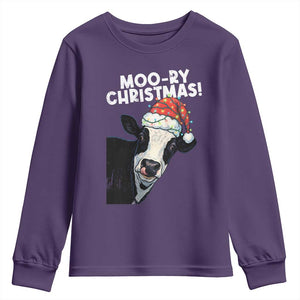 Christmas Cow Youth Sweatshirt Funny Moo Ry Christmas Farmer Gift TS10 Purple Print Your Wear