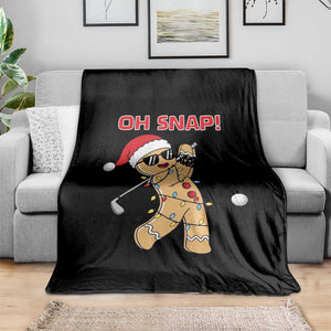 Oh Snap Gingerbreadman Golfer Throw Blanket Funny Golf Christmas Golfing Pajamas TS10 Print Your Wear