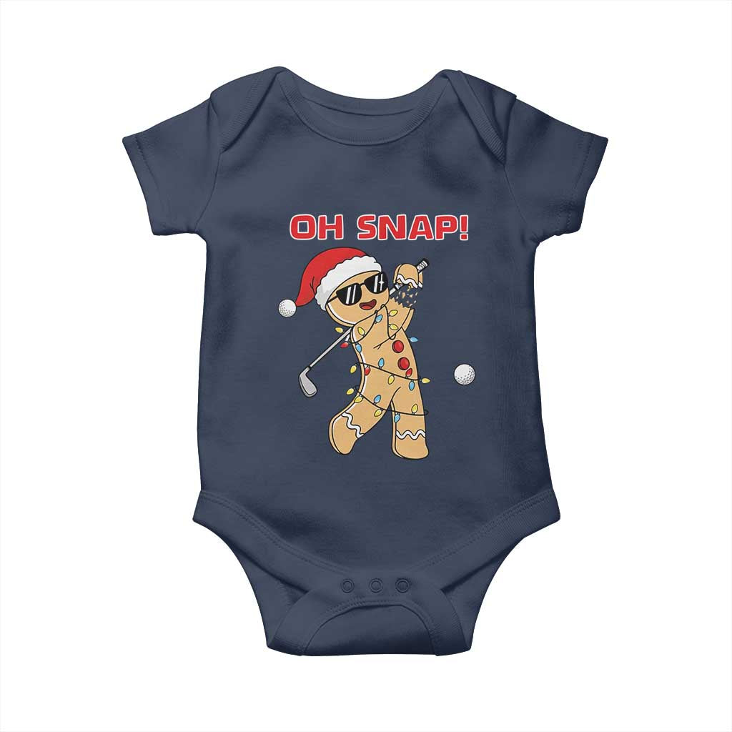 Oh Snap Gingerbreadman Golfer Baby Onesie Funny Golf Christmas Golfing Pajamas TS10 Navy Print Your Wear