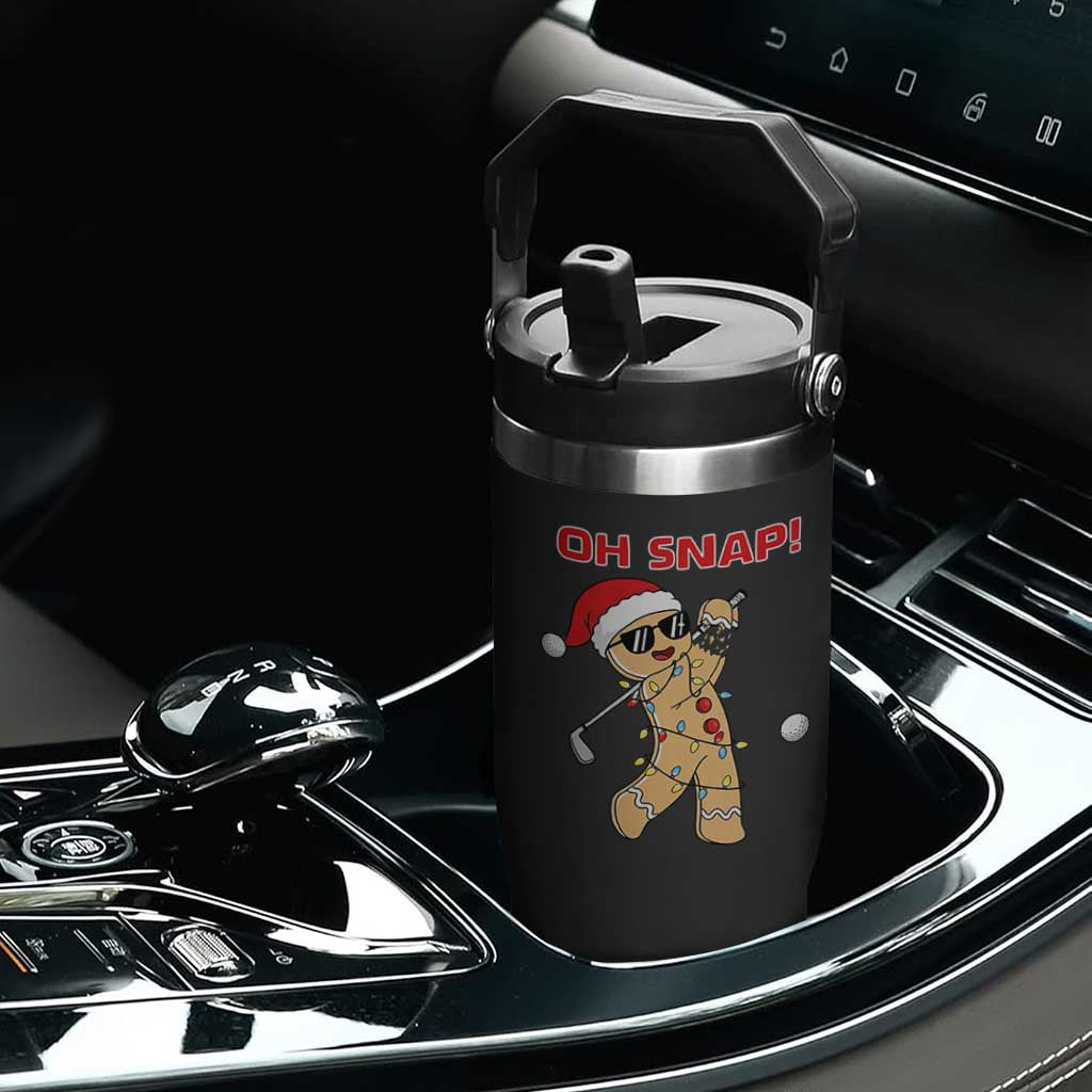 Oh Snap Gingerbreadman Golfer Flip Straw Tumbler Funny Golf Christmas Golfing Pajamas TS10 Print Your Wear