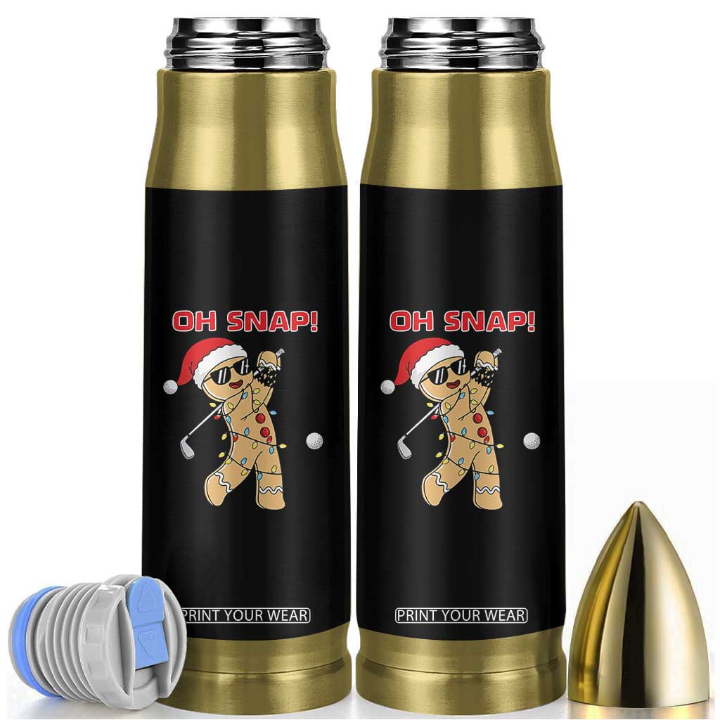 Oh Snap Gingerbreadman Golfer Bullet Tumbler Funny Golf Christmas Golfing Pajamas TS10 Black Print Your Wear