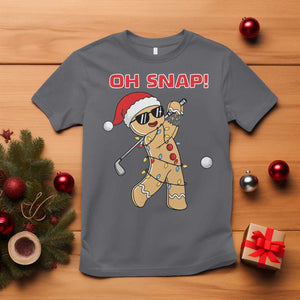 Oh Snap Gingerbreadman Golfer T Shirt Funny Golf Christmas Golfing Pajamas TS10 Charcoal Print Your Wear
