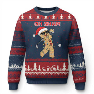Oh Snap Gingerbreadman Golfer Ugly Christmas Sweater Funny Golf Xmas Golfing Pajamas TS10 Navy Red Print Your Wear