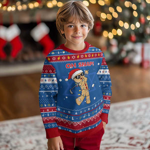 Oh Snap Gingerbreadman Golfer Hanukkah Ugly Sweater Funny Golf Christmas Golfing Pajamas TS10 Blue Red Print Your Wear