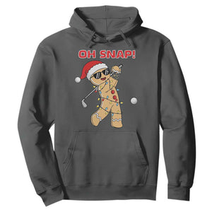 Oh Snap Gingerbreadman Golfer Hoodie Funny Golf Christmas Golfing Pajamas TS10 Dark Heather Print Your Wear