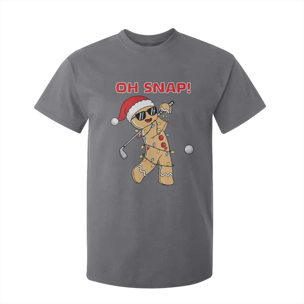 Oh Snap Gingerbreadman Golfer T Shirt For Kid Funny Golf Christmas Golfing Pajamas TS10 Charcoal Print Your Wear