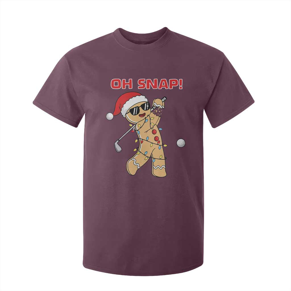 Oh Snap Gingerbreadman Golfer T Shirt For Kid Funny Golf Christmas Golfing Pajamas TS10 Maroon Print Your Wear