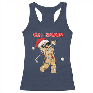 Oh Snap Gingerbreadman Golfer Racerback Tank Top Funny Golf Christmas Golfing Pajamas TS10 Navy Print Your Wear