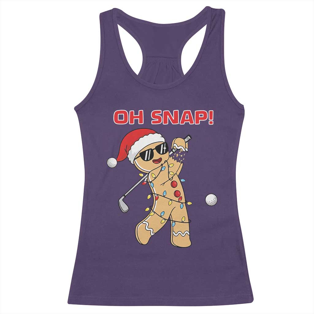 Oh Snap Gingerbreadman Golfer Racerback Tank Top Funny Golf Christmas Golfing Pajamas TS10 Purple Print Your Wear