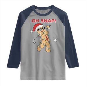 Oh Snap Gingerbreadman Golfer Raglan Shirt Funny Golf Christmas Golfing Pajamas TS10 Sport Gray Navy Print Your Wear