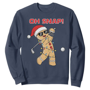 Oh Snap Gingerbreadman Golfer Sweatshirt Funny Golf Christmas Golfing Pajamas TS10 Navy Print Your Wear