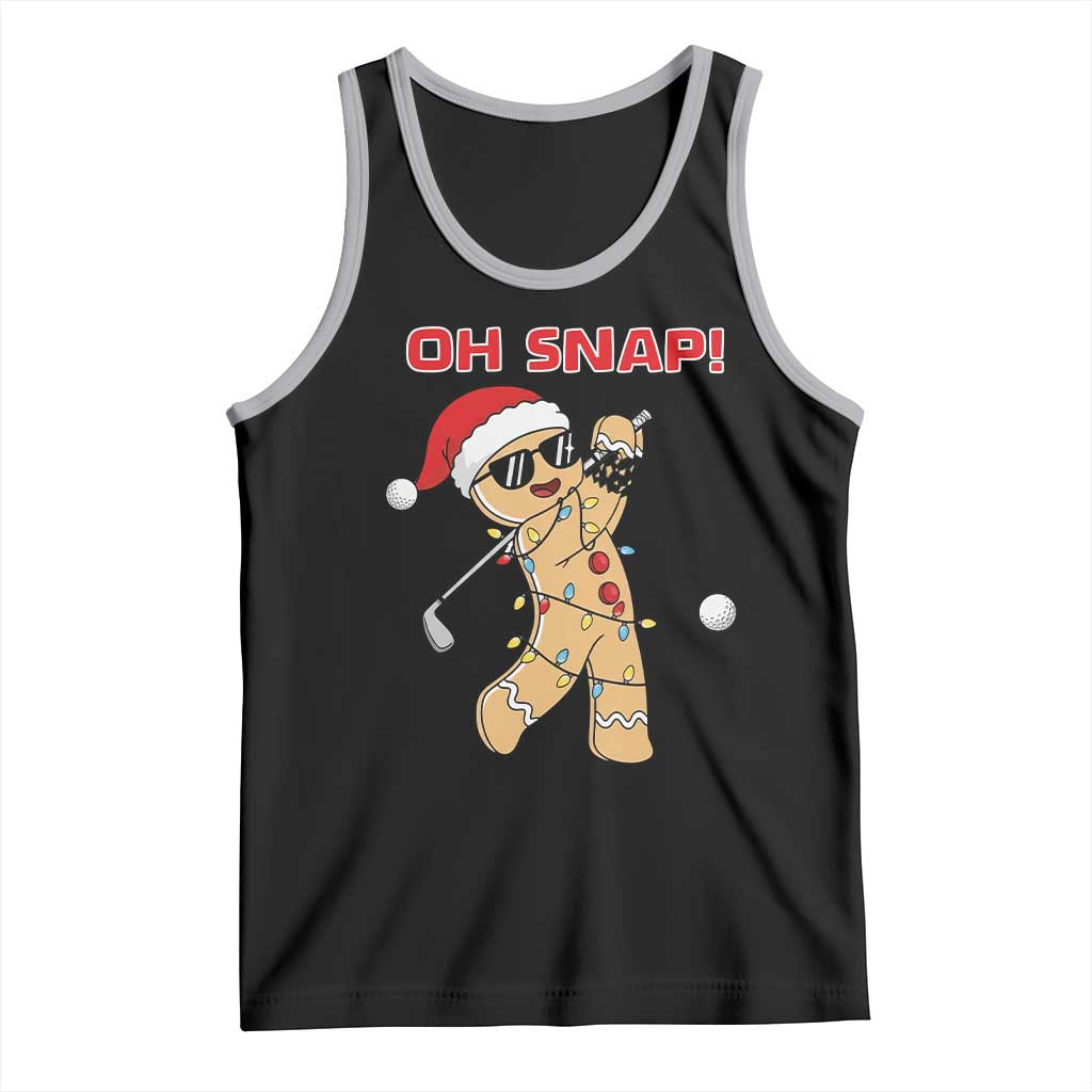 Oh Snap Gingerbreadman Golfer Tank Top Funny Golf Christmas Golfing Pajamas TS10 Black Athletic Heather Print Your Wear