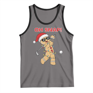 Oh Snap Gingerbreadman Golfer Tank Top Funny Golf Christmas Golfing Pajamas TS10 Deep Heather Black Print Your Wear