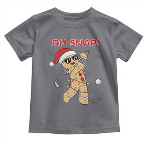 Oh Snap Gingerbreadman Golfer Toddler T Shirt Funny Golf Christmas Golfing Pajamas TS10 Charcoal Print Your Wear