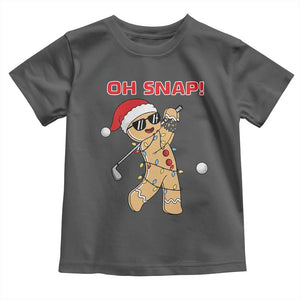 Oh Snap Gingerbreadman Golfer Toddler T Shirt Funny Golf Christmas Golfing Pajamas TS10 Dark Heather Print Your Wear