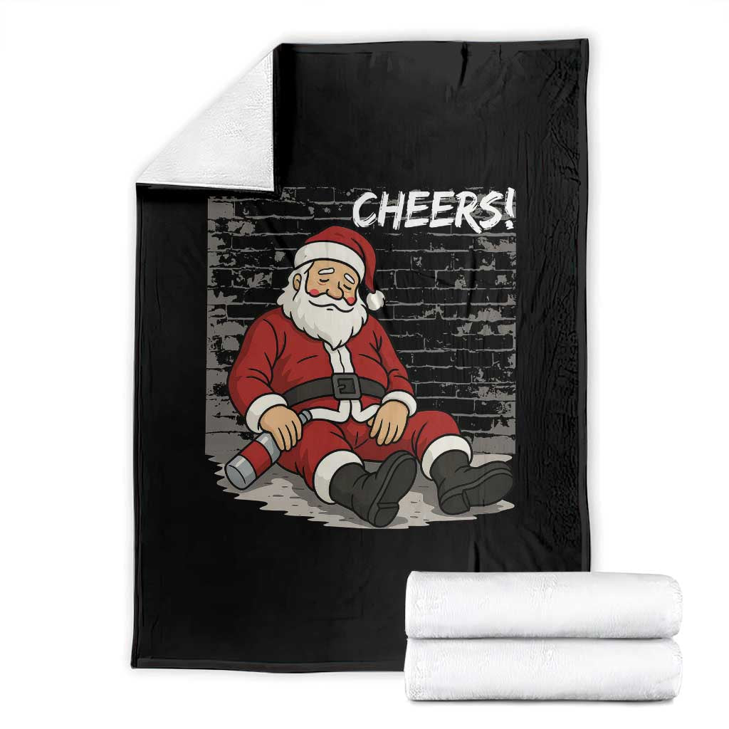Funny Christmas Santa Claus Drinking Beer Throw Blanket Wonderful Time TS10 Black Print Your Wear