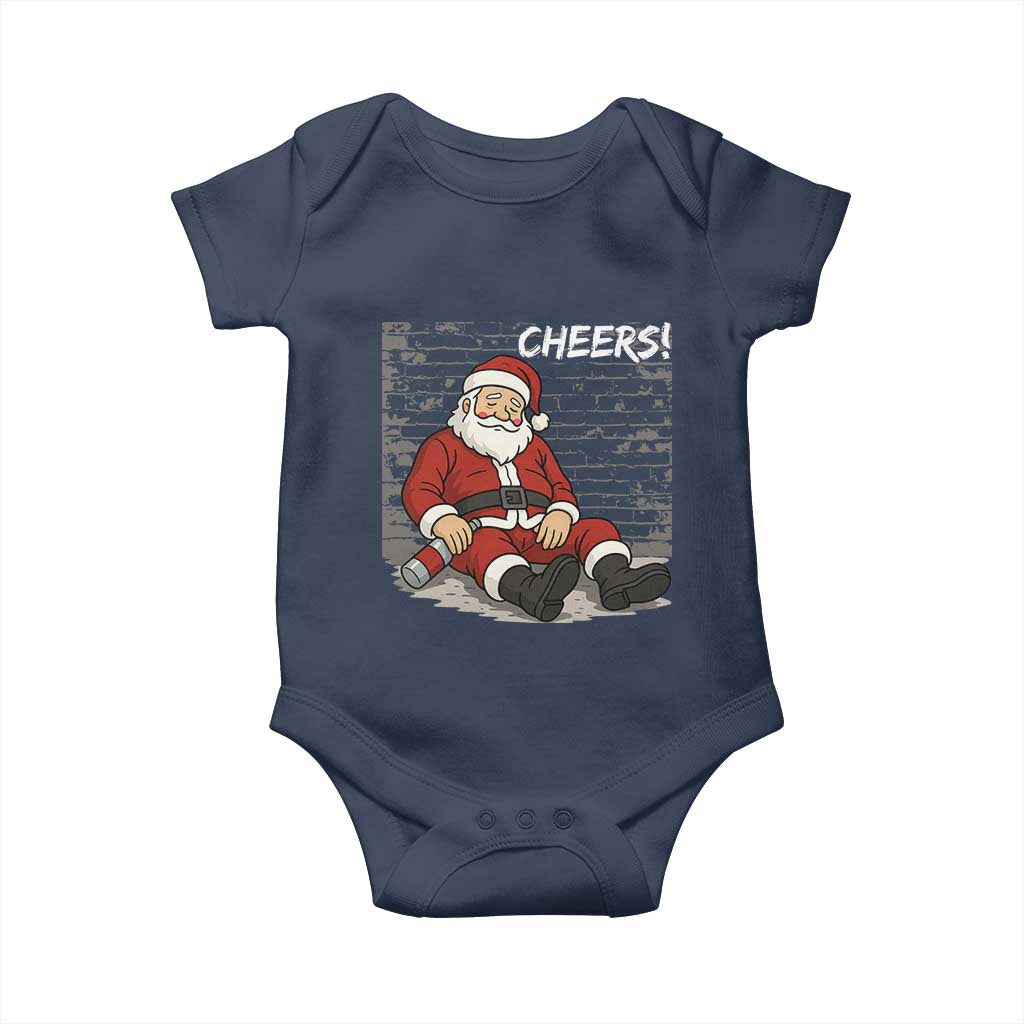 Funny Christmas Santa Claus Drinking Beer Baby Onesie Wonderful Time TS10 Navy Print Your Wear