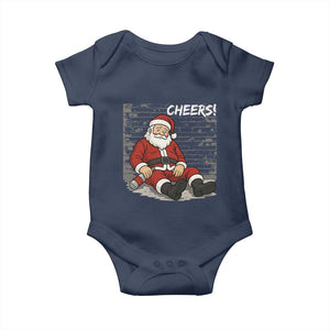 Funny Christmas Santa Claus Drinking Beer Baby Onesie Wonderful Time TS10 Navy Print Your Wear