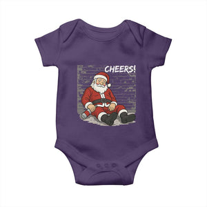 Funny Christmas Santa Claus Drinking Beer Baby Onesie Wonderful Time TS10 Purple Print Your Wear