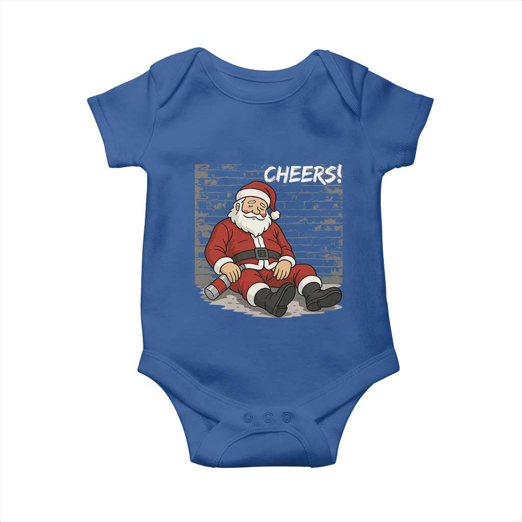 Funny Christmas Santa Claus Drinking Beer Baby Onesie Wonderful Time TS10 Royal Blue Print Your Wear