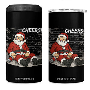 Funny Christmas Santa Claus Drinking Beer 4 in 1 Can Cooler Tumbler Wonderful Time TS10 One Size: 16 oz Black Print Your Wear