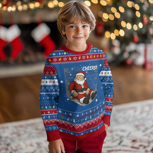 Funny Christmas Santa Claus Drinking Beer Hanukkah Ugly Sweater Wonderful Time TS10 Blue Red Print Your Wear
