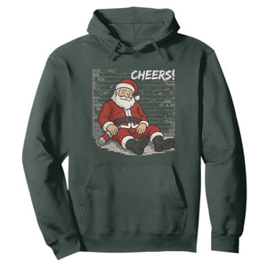 Funny Christmas Santa Claus Drinking Beer Hoodie Wonderful Time TS10 Dark Forest Green Print Your Wear