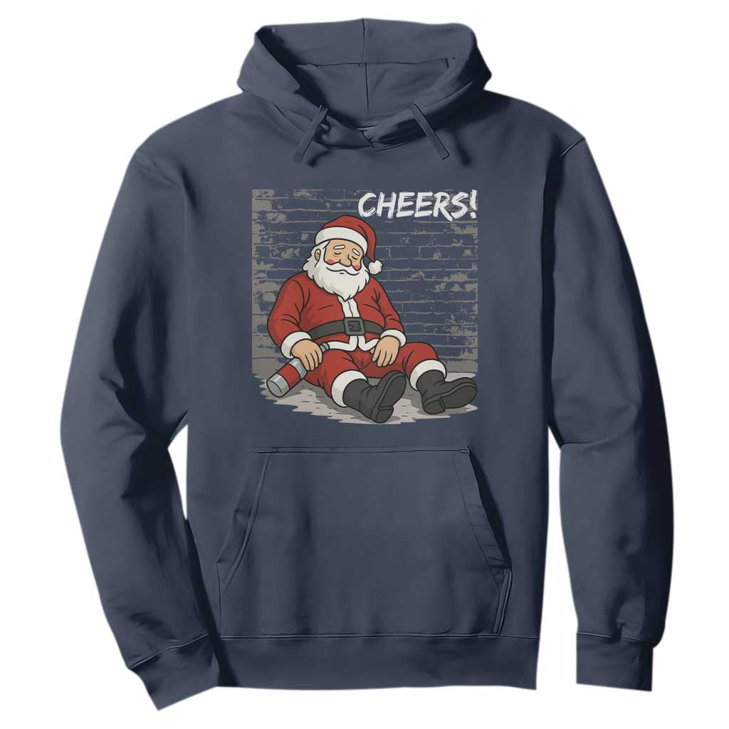 Funny Christmas Santa Claus Drinking Beer Hoodie Wonderful Time TS10 Navy Print Your Wear