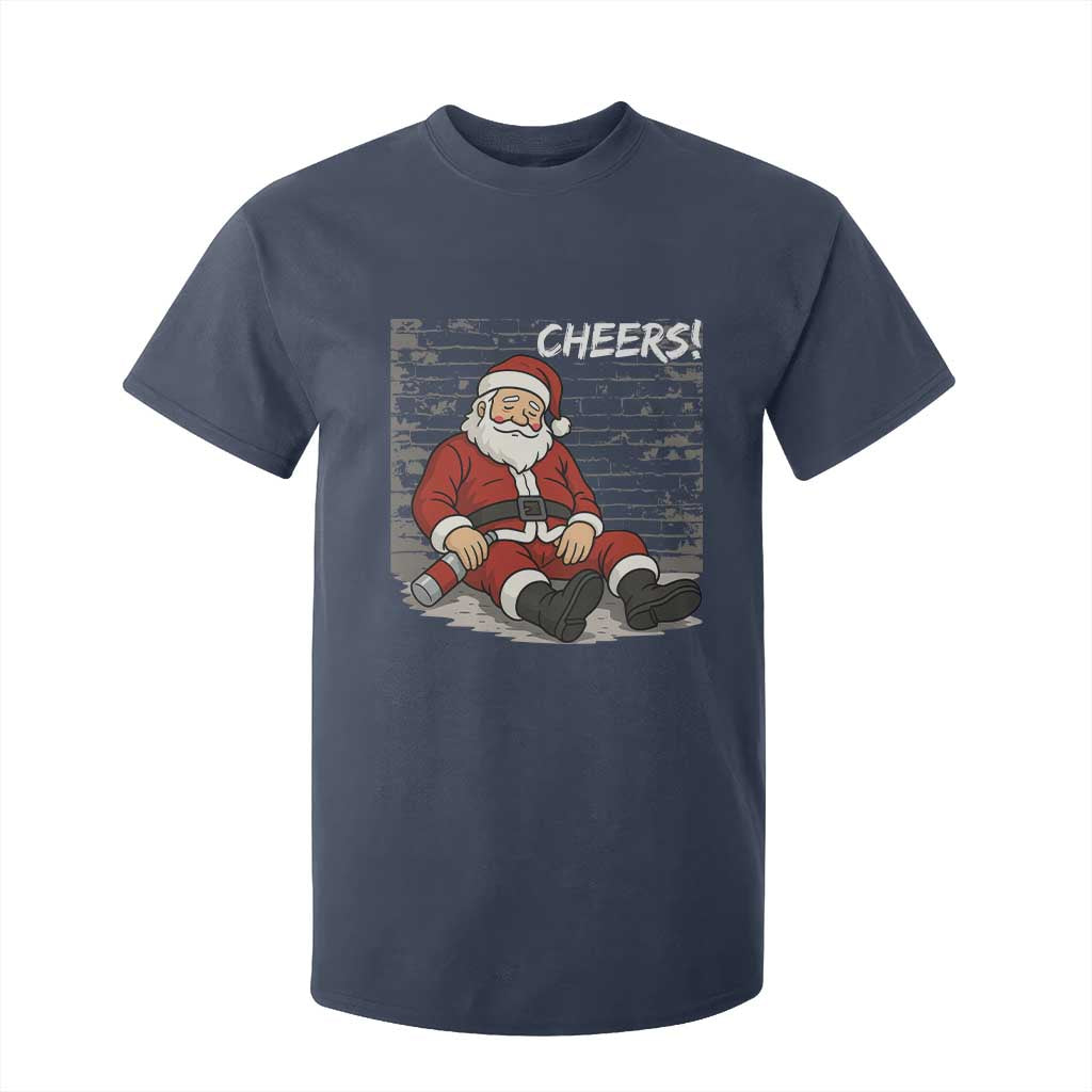 Funny Christmas Santa Claus Drinking Beer T Shirt For Kid Wonderful Time TS10 Navy Print Your Wear