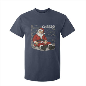 Funny Christmas Santa Claus Drinking Beer T Shirt For Kid Wonderful Time TS10 Navy Print Your Wear