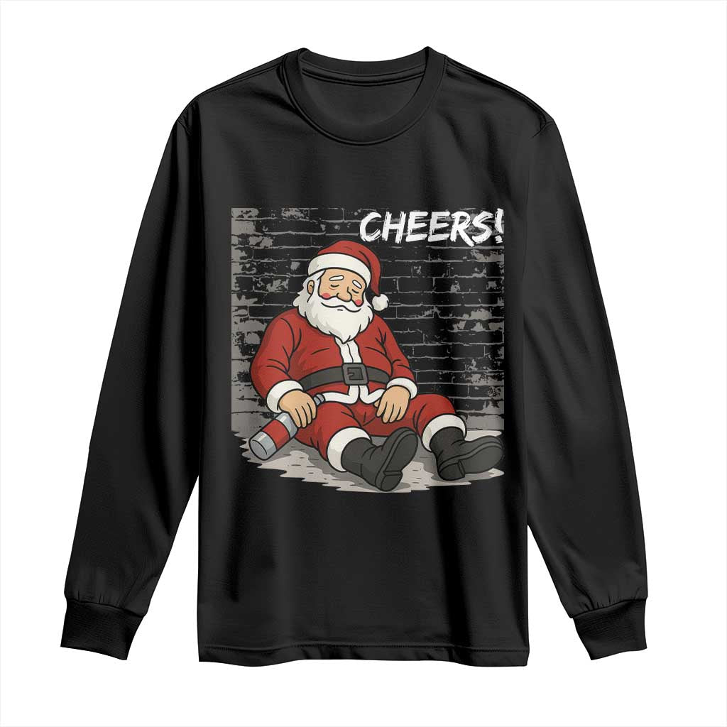 Funny Christmas Santa Claus Drinking Beer Long Sleeve Shirt Wonderful Time TS10 Black Print Your Wear