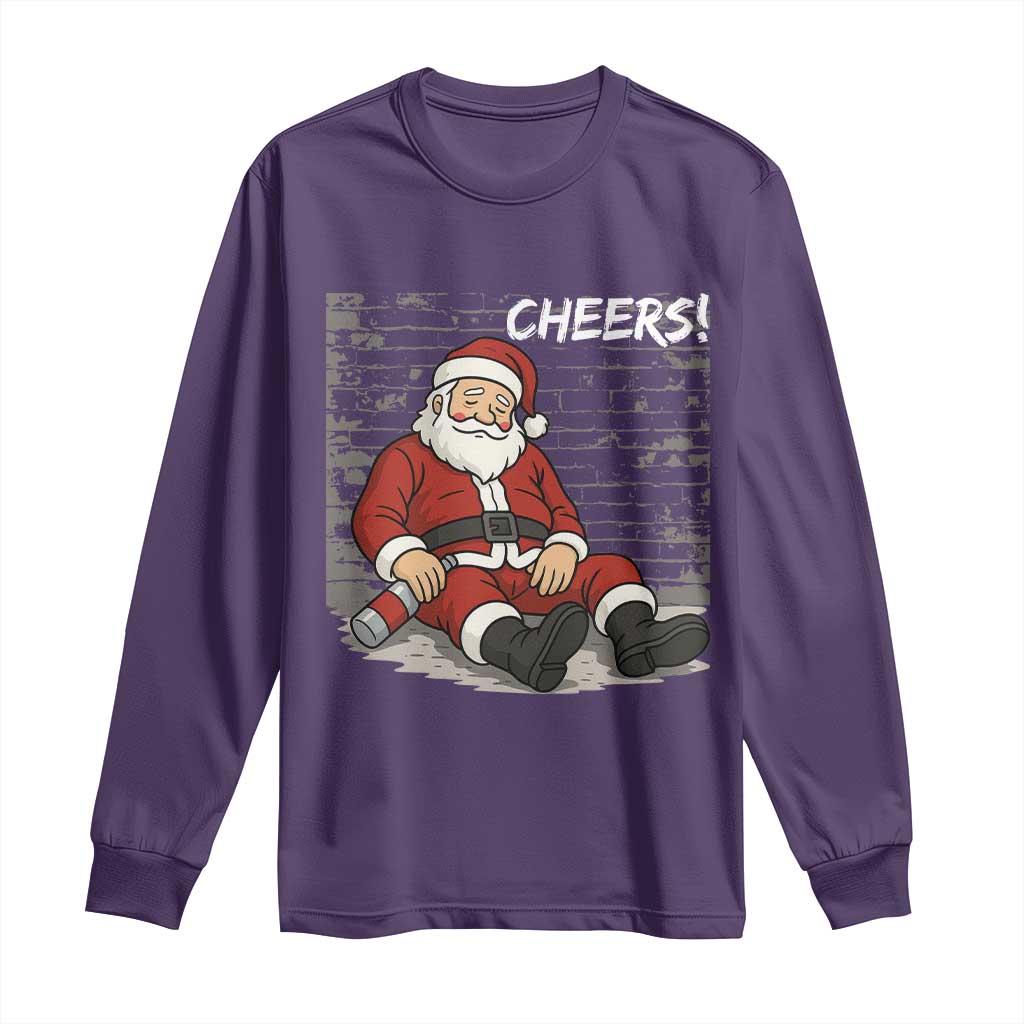 Funny Christmas Santa Claus Drinking Beer Long Sleeve Shirt Wonderful Time TS10 Purple Print Your Wear