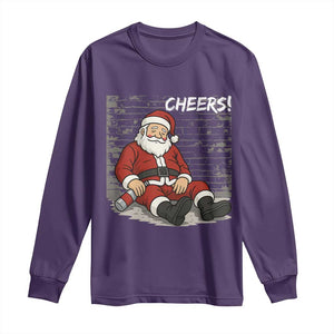 Funny Christmas Santa Claus Drinking Beer Long Sleeve Shirt Wonderful Time TS10 Purple Print Your Wear