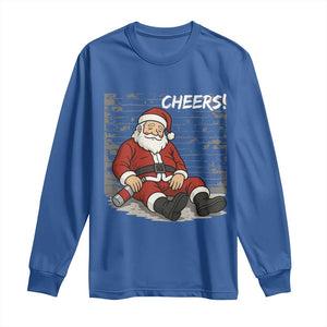 Funny Christmas Santa Claus Drinking Beer Long Sleeve Shirt Wonderful Time TS10 Royal Blue Print Your Wear