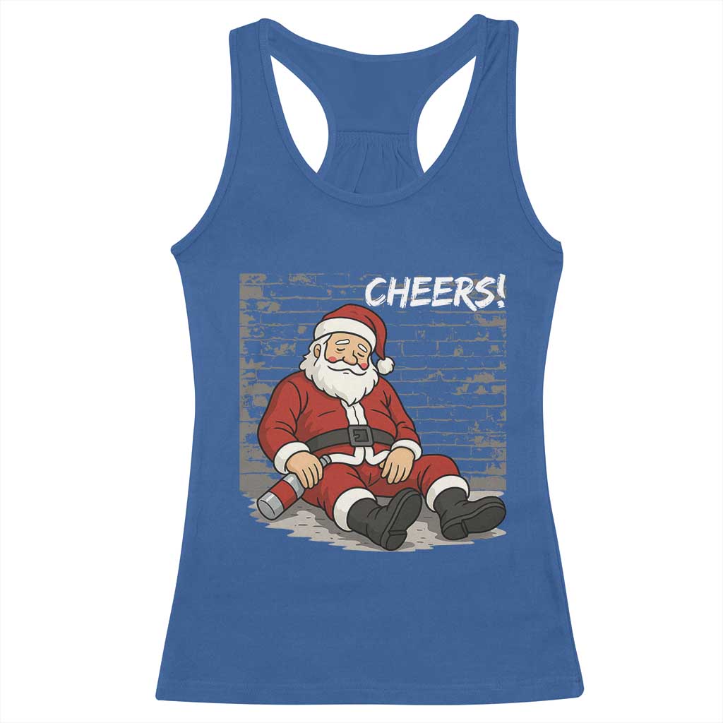 Funny Christmas Santa Claus Drinking Beer Racerback Tank Top Wonderful Time TS10 Royal Blue Print Your Wear