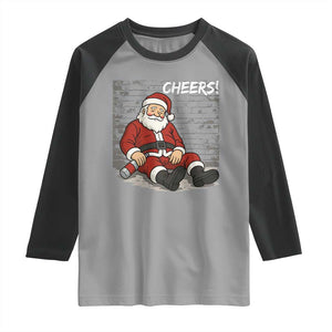 Funny Christmas Santa Claus Drinking Beer Raglan Shirt Wonderful Time TS10 Sport Gray Black Print Your Wear
