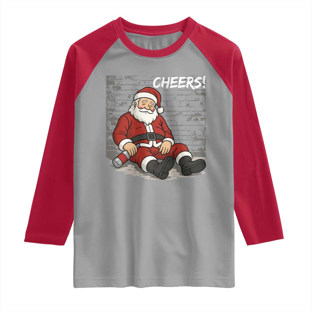 Funny Christmas Santa Claus Drinking Beer Raglan Shirt Wonderful Time TS10 Sport Gray Red Print Your Wear