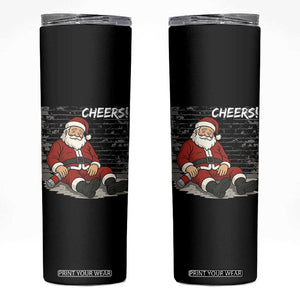 Funny Christmas Santa Claus Drinking Beer Skinny Tumbler Wonderful Time TS10 Black Print Your Wear