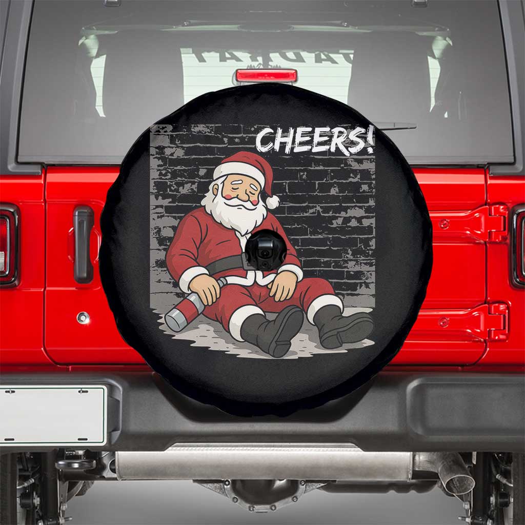 Funny Christmas Santa Claus Drinking Beer Spare Tire Cover Wonderful Time TS10 Black Print Your Wear