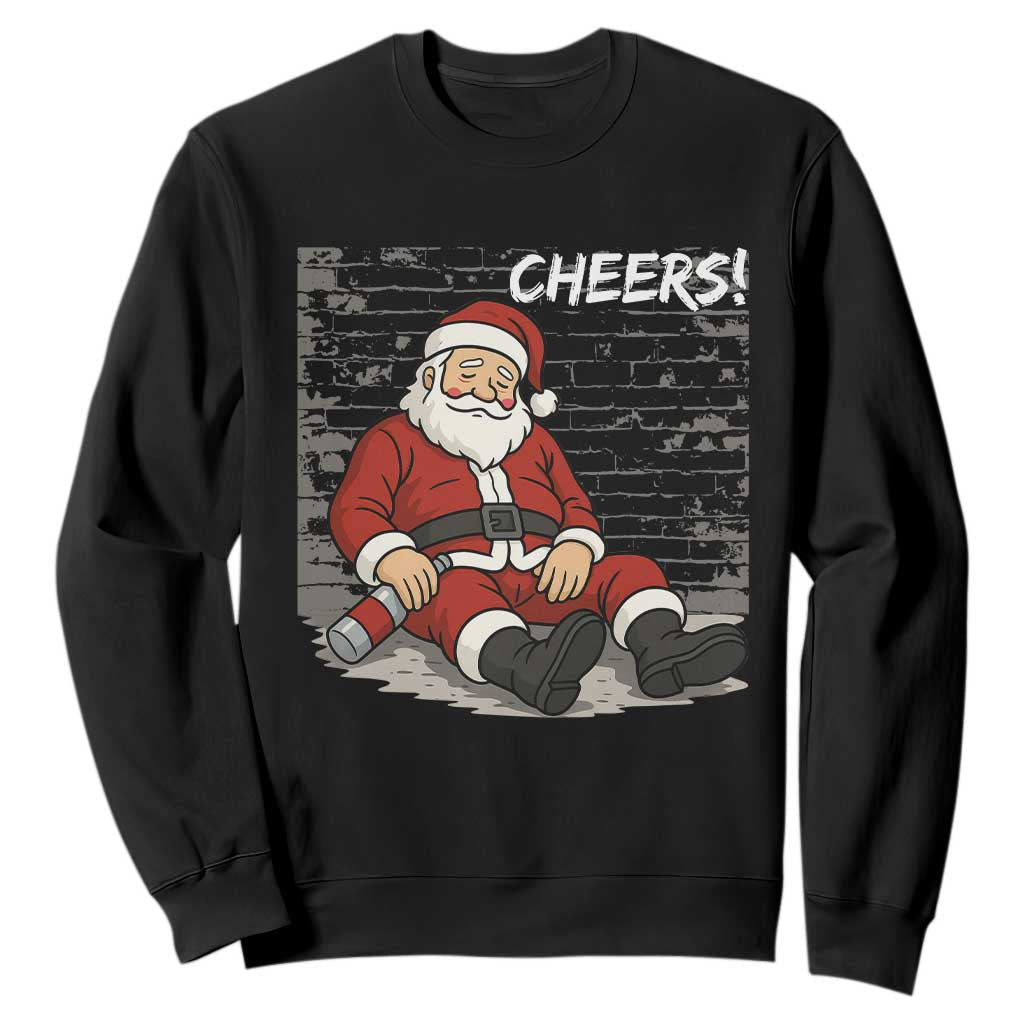Funny Christmas Santa Claus Drinking Beer Sweatshirt Wonderful Time TS10 Black Print Your Wear