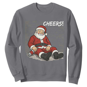 Funny Christmas Santa Claus Drinking Beer Sweatshirt Wonderful Time TS10 Charcoal Print Your Wear