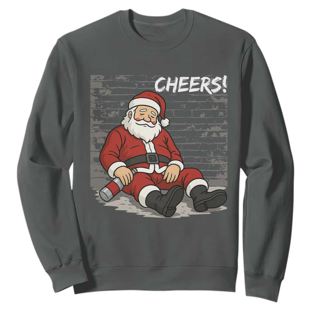 Funny Christmas Santa Claus Drinking Beer Sweatshirt Wonderful Time TS10 Dark Heather Print Your Wear