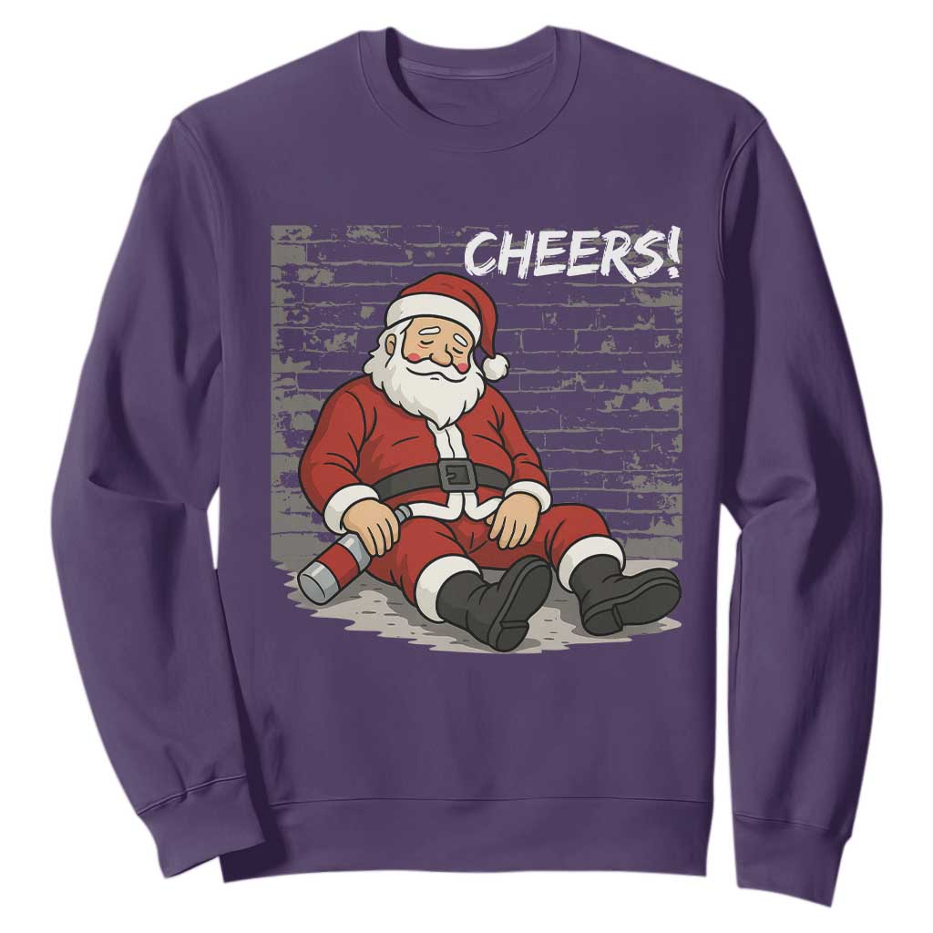 Funny Christmas Santa Claus Drinking Beer Sweatshirt Wonderful Time TS10 Purple Print Your Wear