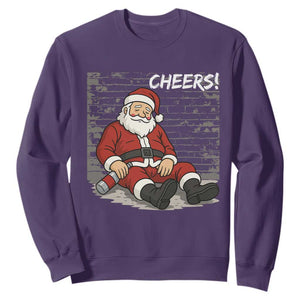 Funny Christmas Santa Claus Drinking Beer Sweatshirt Wonderful Time TS10 Purple Print Your Wear